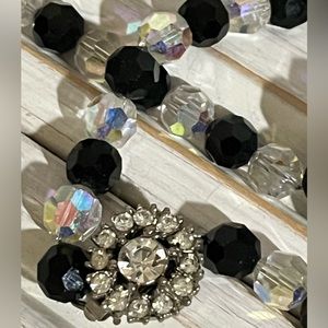 Bergere vintage crystal black clear aurora borealis  necklace set